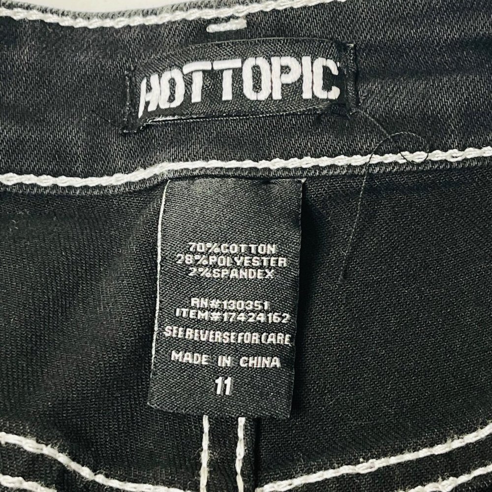 Hot Topic Panel Carpenter Pants Womens 11 Black Gray High Rise Goth Grunge - Picture 3 of 9